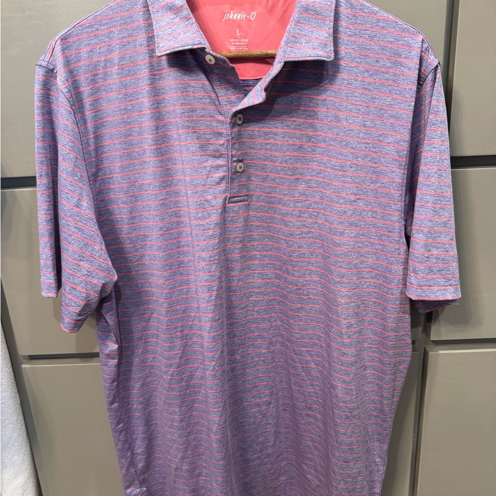 johnnie-O Men's Polo in Pink and Purple Stripes